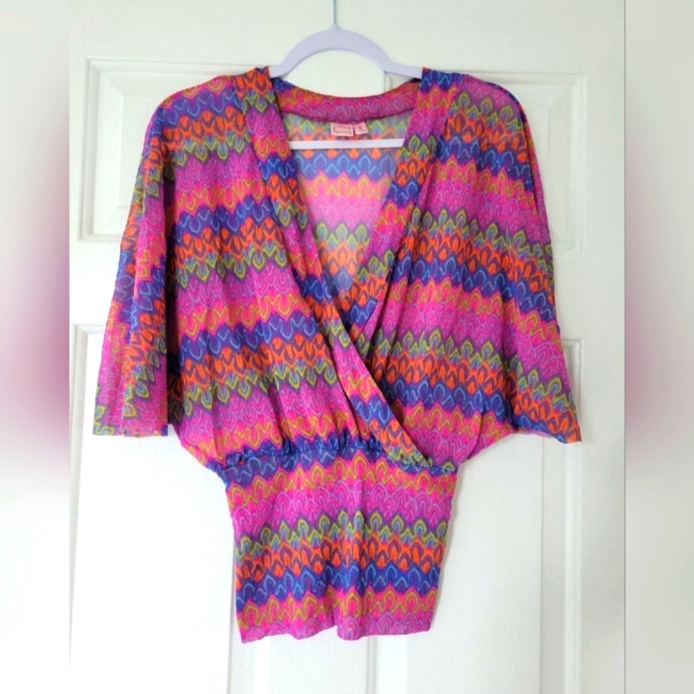 Women's BOHO Y2k VIntage Multicolored Sheer Top